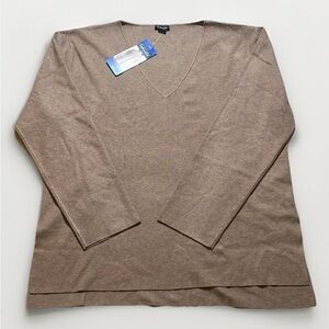 NWT Splendid Tan Camel V-Neck Soft Sweater sz L